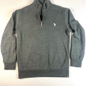 U.S. Polo Assn. Men’s 1/4 Zip Pullover Sweater / Knit – Gray  – Size M